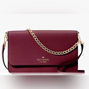 Kate Spade Madison Willow Flap Convertible Crossbody Red Maroon Chain Purse